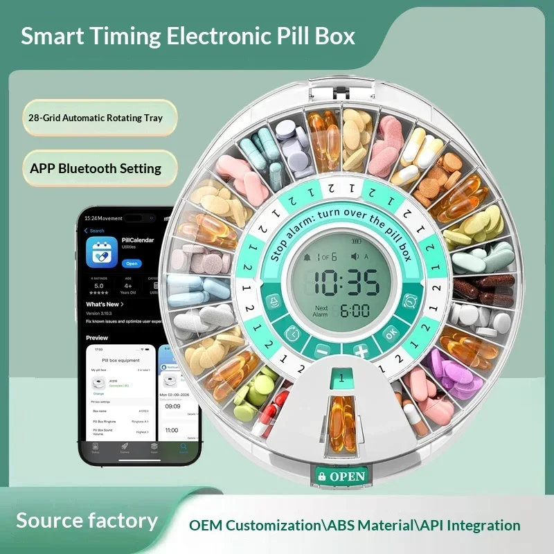 Smart Electronic Pill Organizer Large Size Plastic Multi-Functional Timer Alarm Clock Medication Reminder Elderly-Friendly Pill
