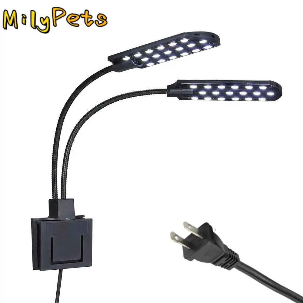 

Double Head Clip on Aquarium Light Flexible Bendable White Light LED Aquarium Light Waterproof Clip-on Design