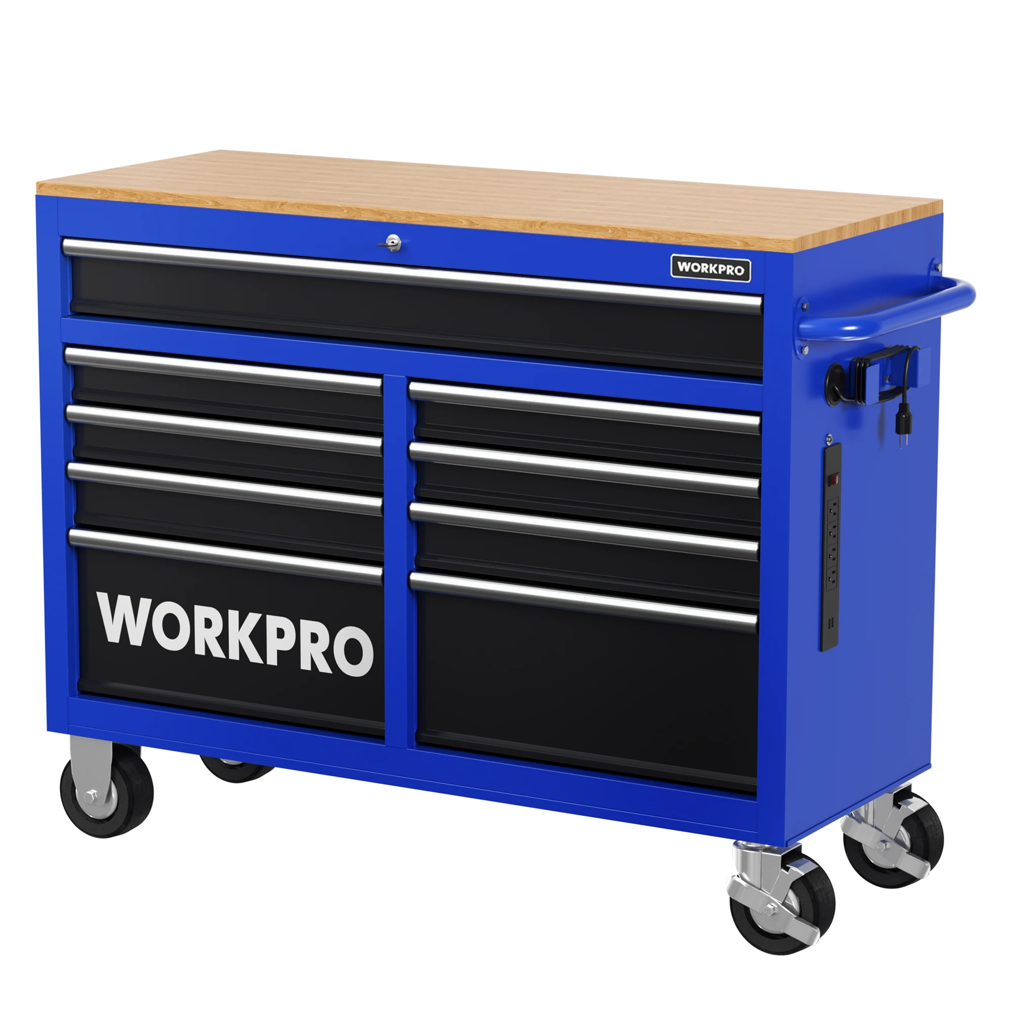 WORKPRO 46 inch 9 Drawer Rolling Tool Storage Cabinet Removable Tool Storage Cabinet Thickened Load-Bearing Tool Cabinet