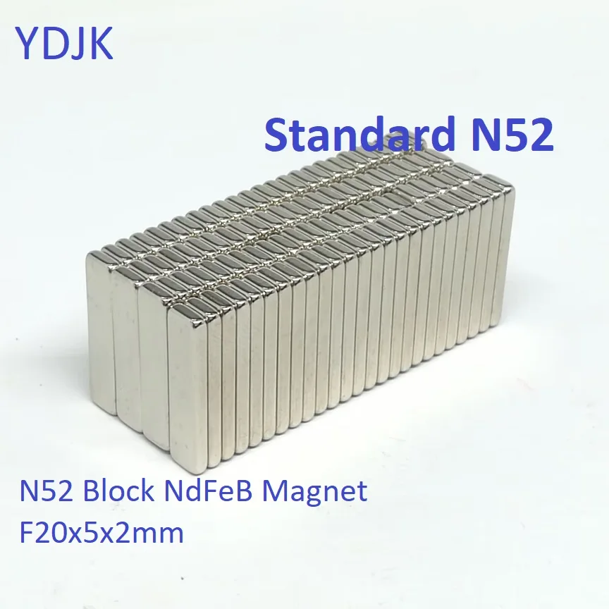 10 50 100PCS/LOT N52 NdFeB Magnet 20*5*2 Standard Size Mm Powerful Block Rare Earth Permanent Neodymium Magnets 20x5x2