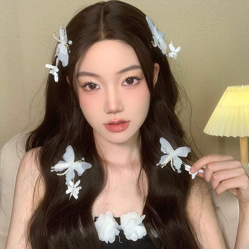 

1Pc Spring Summer Women Super Fairy Butterfly Tulle Hairpin Vintage Bow Bangs Hairpin Hair Clips For Girls