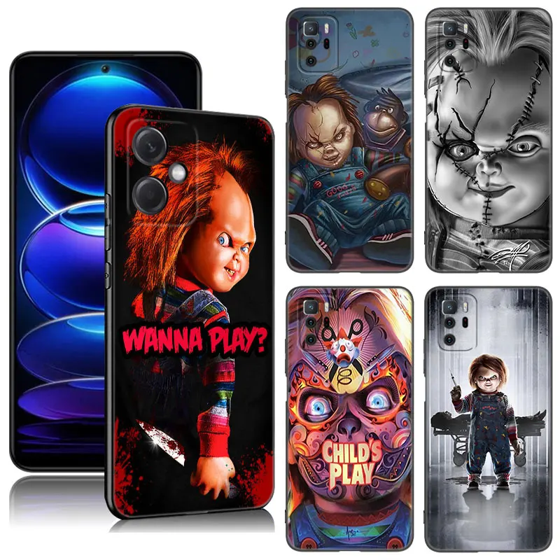 Horror Movie Chucky Phone Case For Xiaomi Redmi Note 10 11 11S 12 4G 8 9 11E 11T Pro + 10T 5G 8T 9S 10S 12S Black Silicone Cover