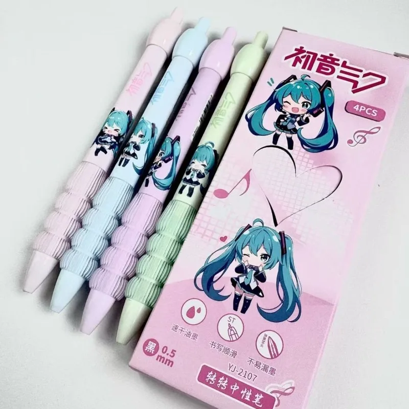 

New Hatsune Miku Limited Animation Creative Turn Brush Question Cute Press Pen Gel Pen Kawaii Smooth 0.5mm Student Pen Wholesale