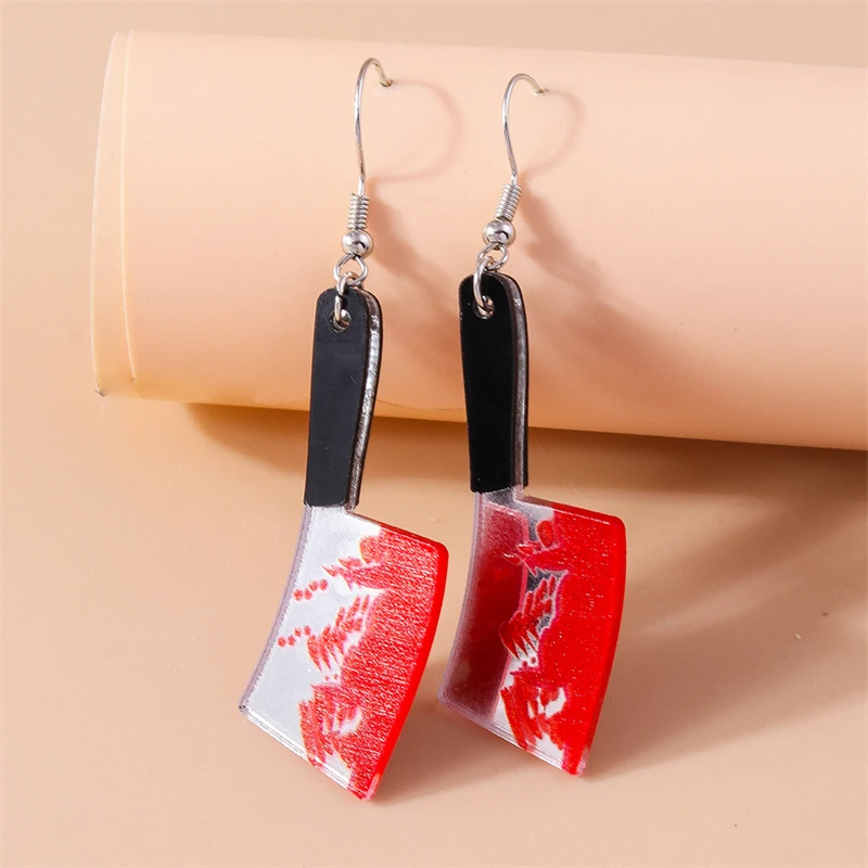 Punk Halloween Bloody Knife Drop Earrings Scissors Saw Dangle Hooks Earrings for Women Girls Night Party Jewelry Gifts
