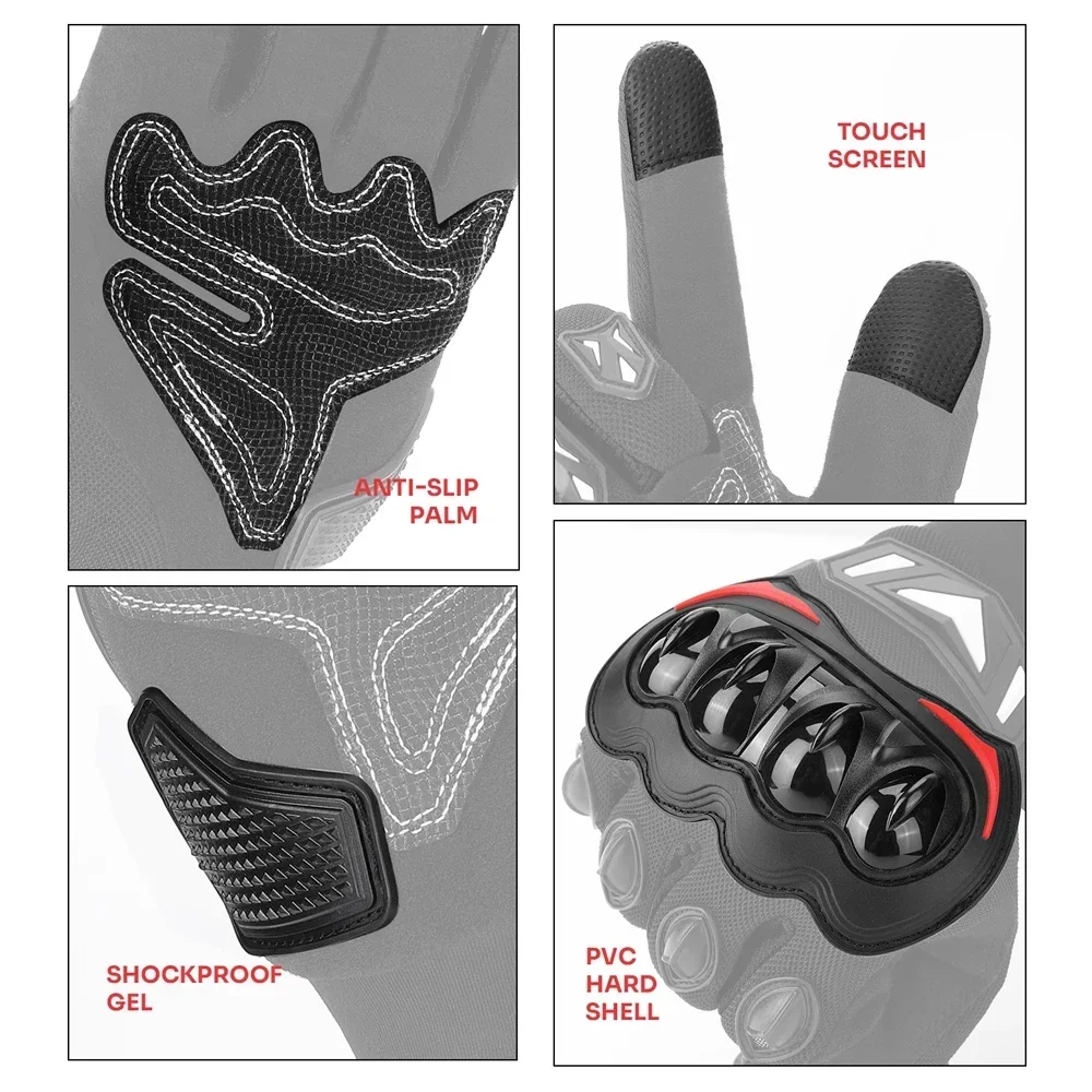 KEMITOUR Summer Motorcycle Gloves CE Touch Screen Sports Moto Luvas Protective MTB Guantes Gloves For Men Women Black image 5