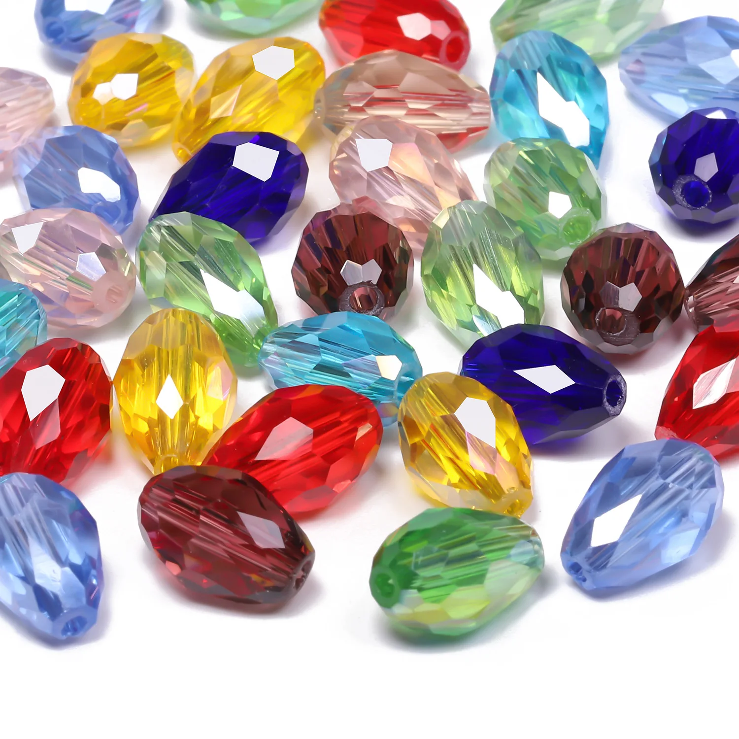 6X8MM 8X11MM 10x15mm Mixed Color Crystal Tear Drop Shape Glass Bead Loose Spacer Beads For Earrings Bracelets Jewelry Making DIY image 5