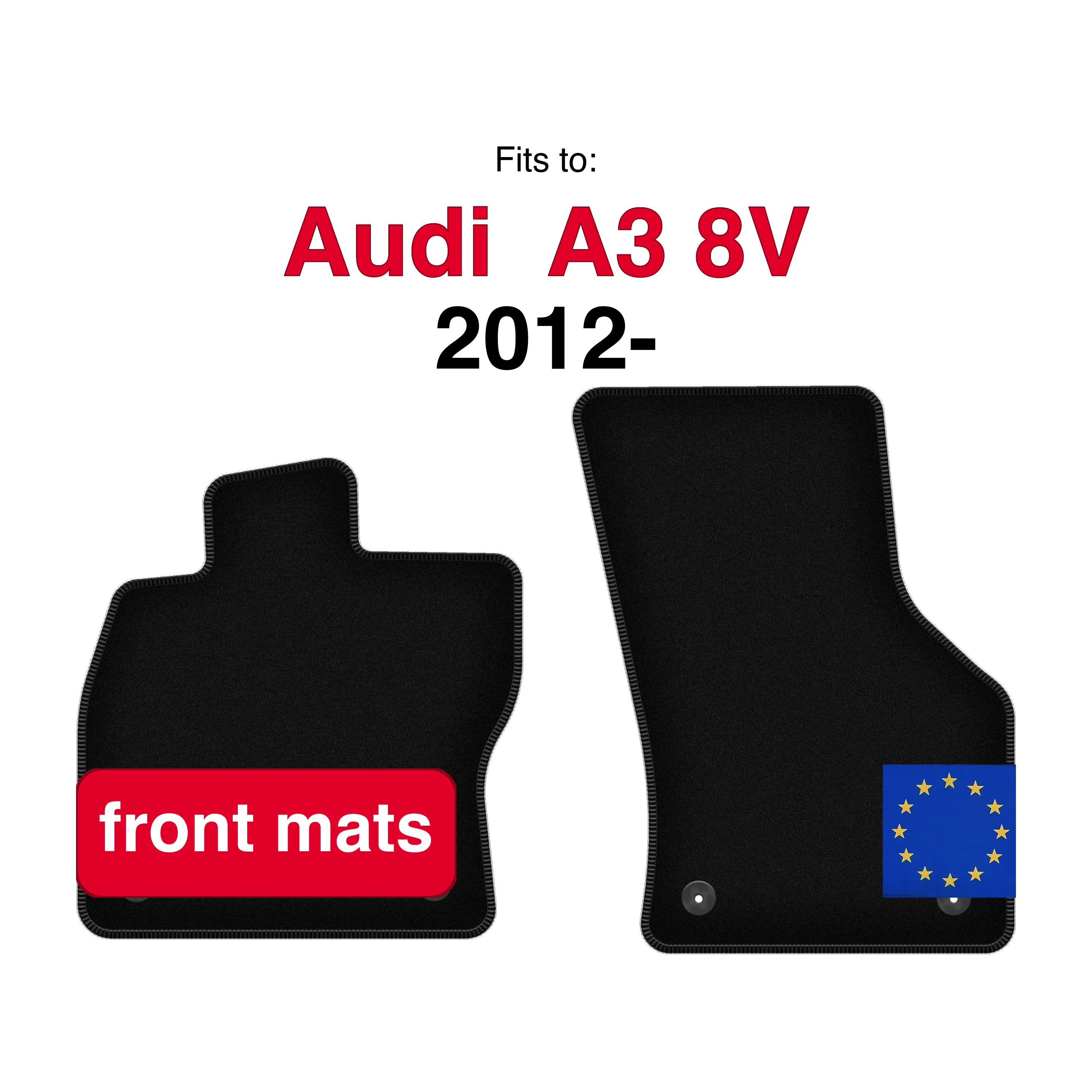Velours vloermatten voor Audi A3 8V 3-deurs sedan limousine Sportback (2012-) - Zwart (2 stuks) set auto vloermatten voor