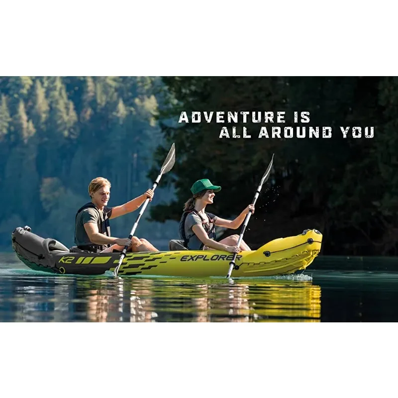 

2-Person K2 Inflatable Kayak Set, Aluminum Oars High-Output Boat 2025