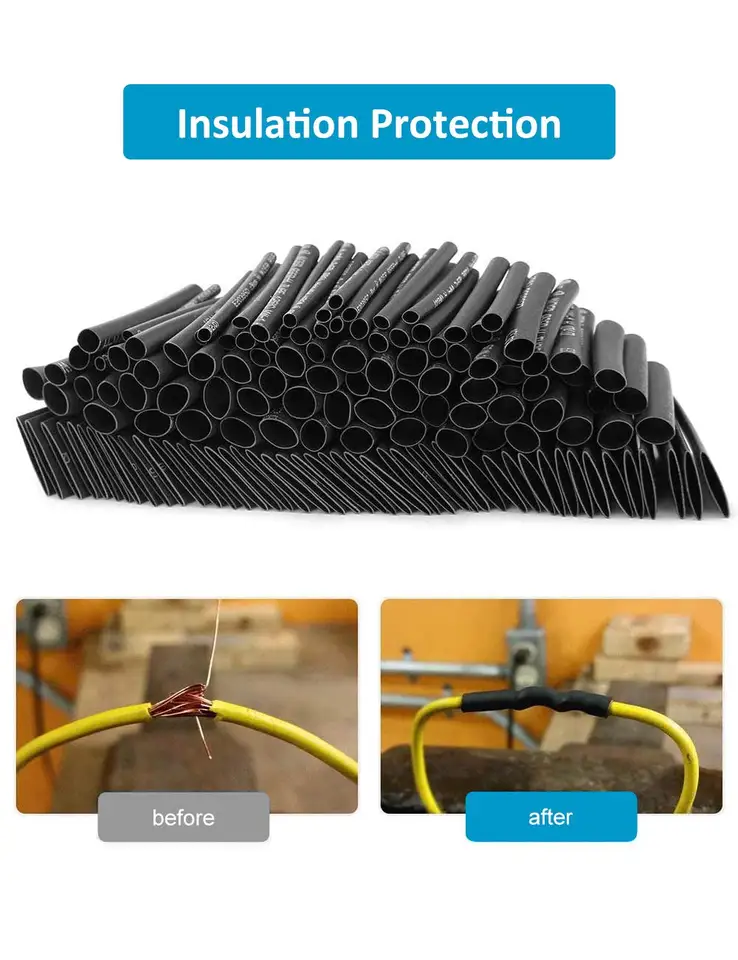 Kit De 650 Tubos Termorretráctiles, 8 Tamaños, Relación 2:1, De 1 A 10 Mm, Aislamiento Eléctrico