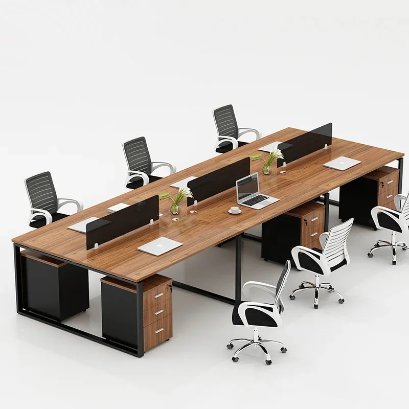 Staff office desk, 4-seater table and chair combination, 246 people, minimalist modern four computer tables, chairs, screens