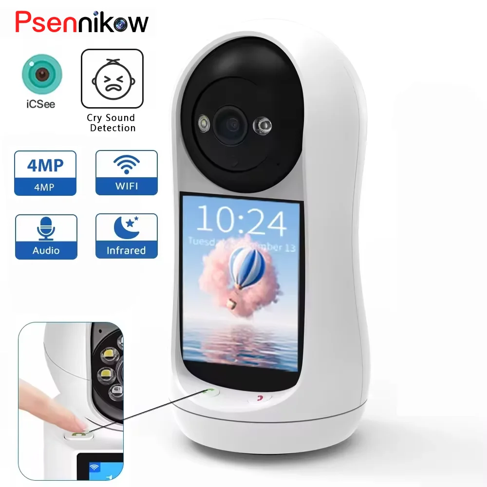 

IP-камера ICSEE 2/3MP PTZ с Wi-Fi, видеозвонками, 2,8-дюймовым IPS-экраном, детектором звука плача ребенка и функцией видеонаблюдения, iCSee Baby Monitor