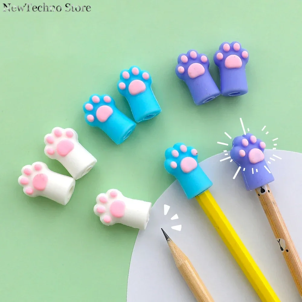 3pcs Kawaii Cat Paw Pencil Cap Cute Pencil Extender Portable Touch Pen Cover Korean Stationery Kids Gifts School Office Supplies