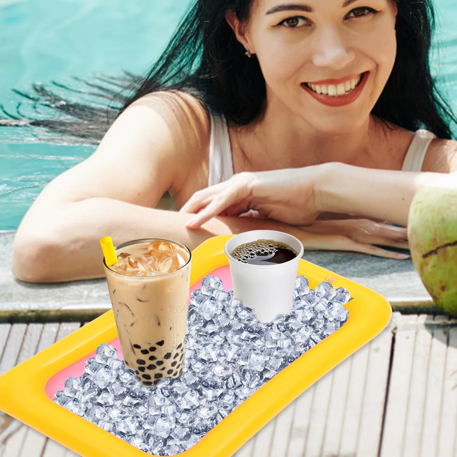 4 pezzi giocattoli di sabbia per barra di ghiaccio 60x45 cm vassoio per attrezzi di sabbia per bambini in PVC spiaggia per bambini festa in piscina colori misti lisci