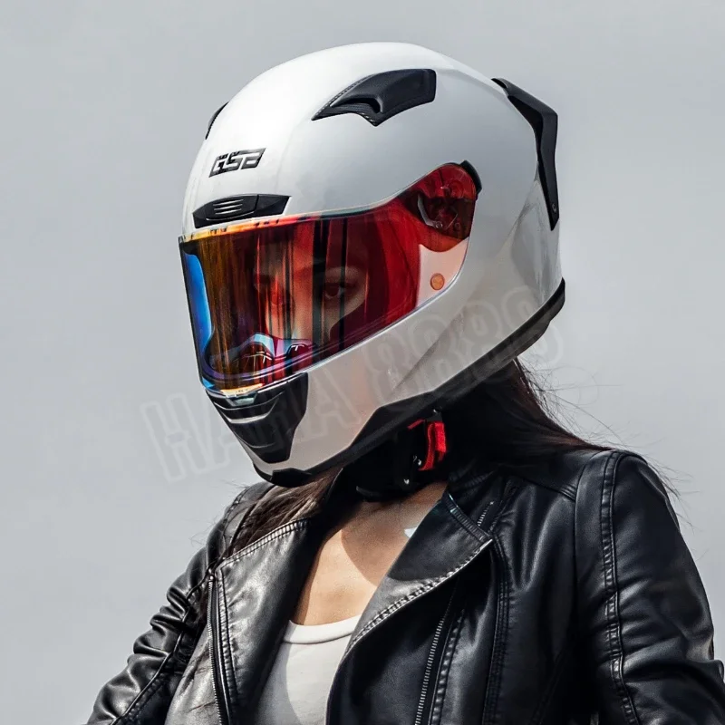 GSB Helmet Motorcycle Full Helmet Men's Winter Couple Motorcycle Retro Cruise Helmet Men and Women Casco De Moto