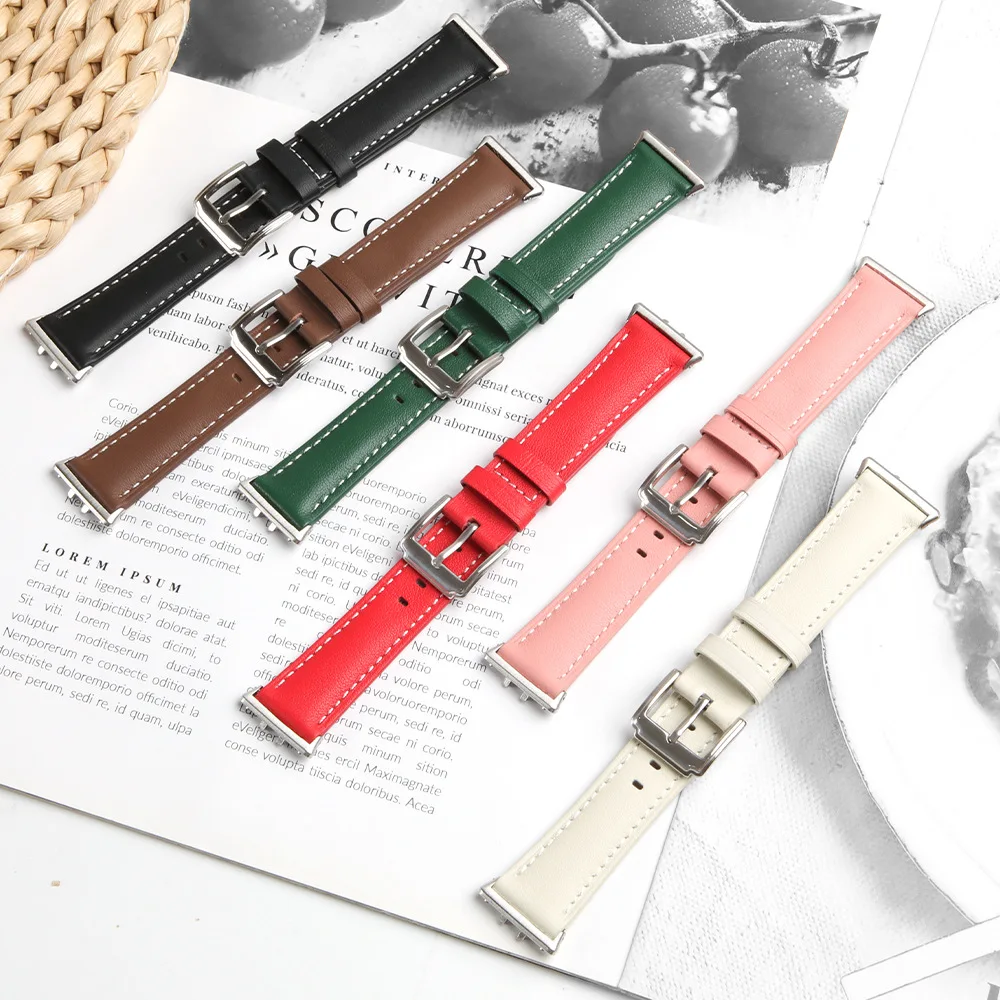 Leather Strap Watchband for Samsung Galaxy Fit 3 Watch, 6Colors Straps for Galaxy FIT3 Sharp Tailed Leather Wristband