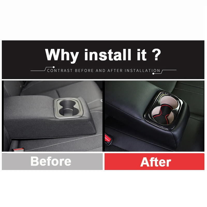 ABS Car Seat Back Row Water Cup Holder Cover Frame Panel Trim Sticker Accessories For Honda Civic 10th 2016 2017 2018 2019 2020 - view 2