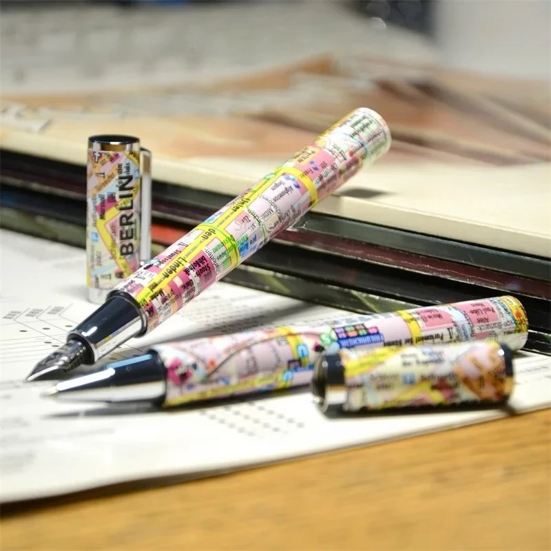 

Lovely Benovel Berlin Map Fountain Pen Metal Ballpoint Pen 0.6mm Nib Calligraphy Pen Luxury Office Supplies Writing Pens