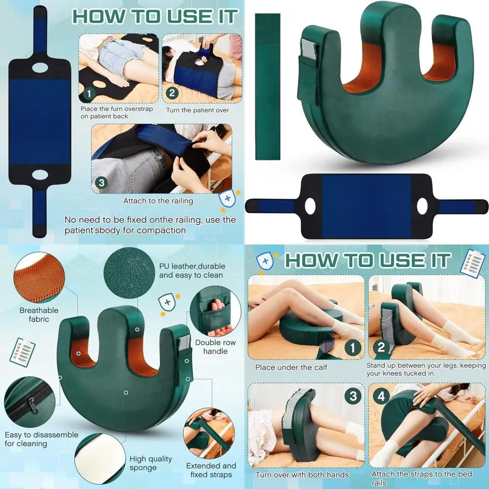 

Комплект помощи при поворотом пациента из двух частей: подушка и ремень для ухода за пожилыми людьми, темно-синий