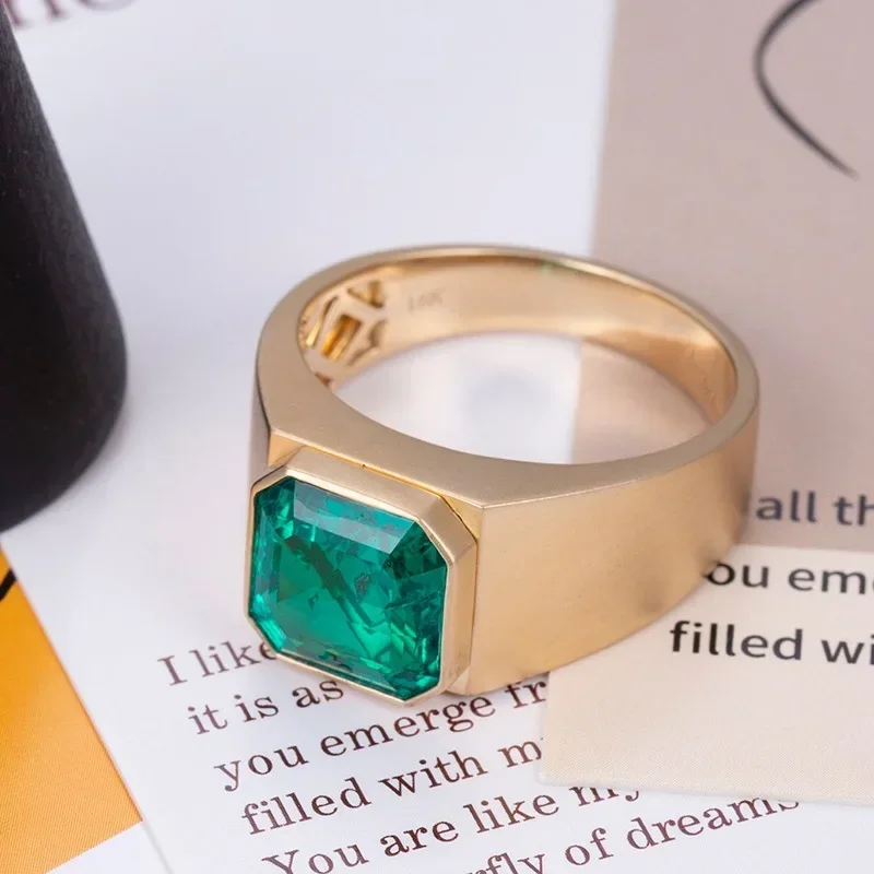 RUIFCustomized 9k/14K/18K Gold Lab Emerald Rings for Men Top Popular on Europe and AmericaHigh Jewelry MSR-530