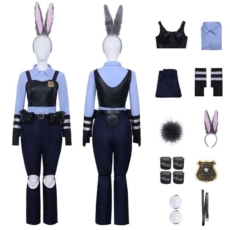

Cartoon Officer Judy Bunny Costume Cosplay Carnival Birthday Party Clothing Full Sets Halloween Judy Cosplay Costumes