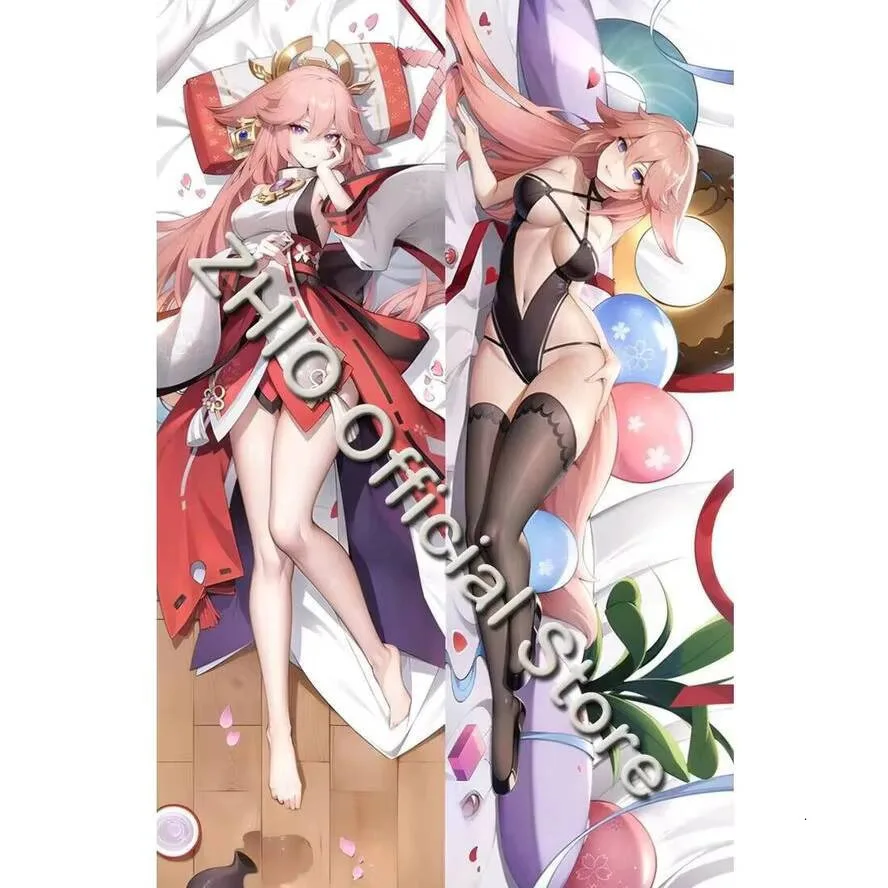 

Impact Miko Genshin Yae Dakimakura Waifu 2-сторонний принт, длинная наволочка для тела, подушка, декор для кровати, подарки