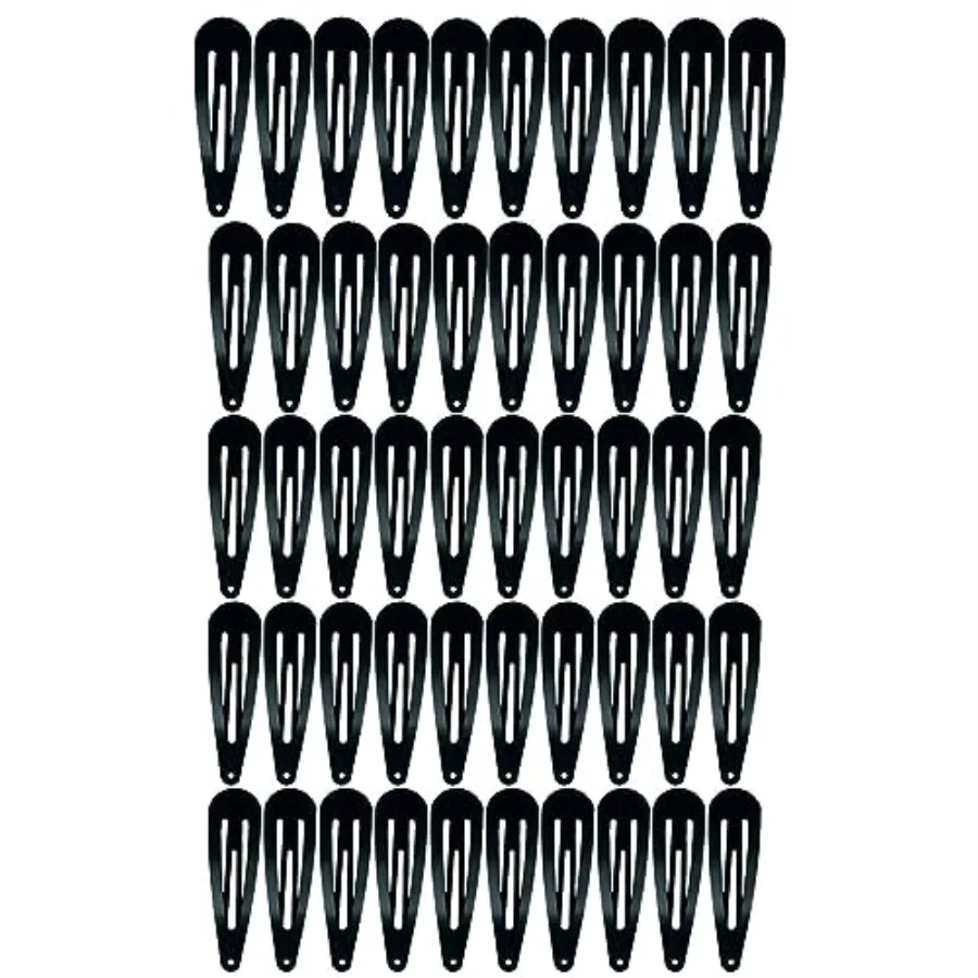 

Women hair clips for daily use, metal snap clips in black, 2-inch size, no-slip grip, pack of 50