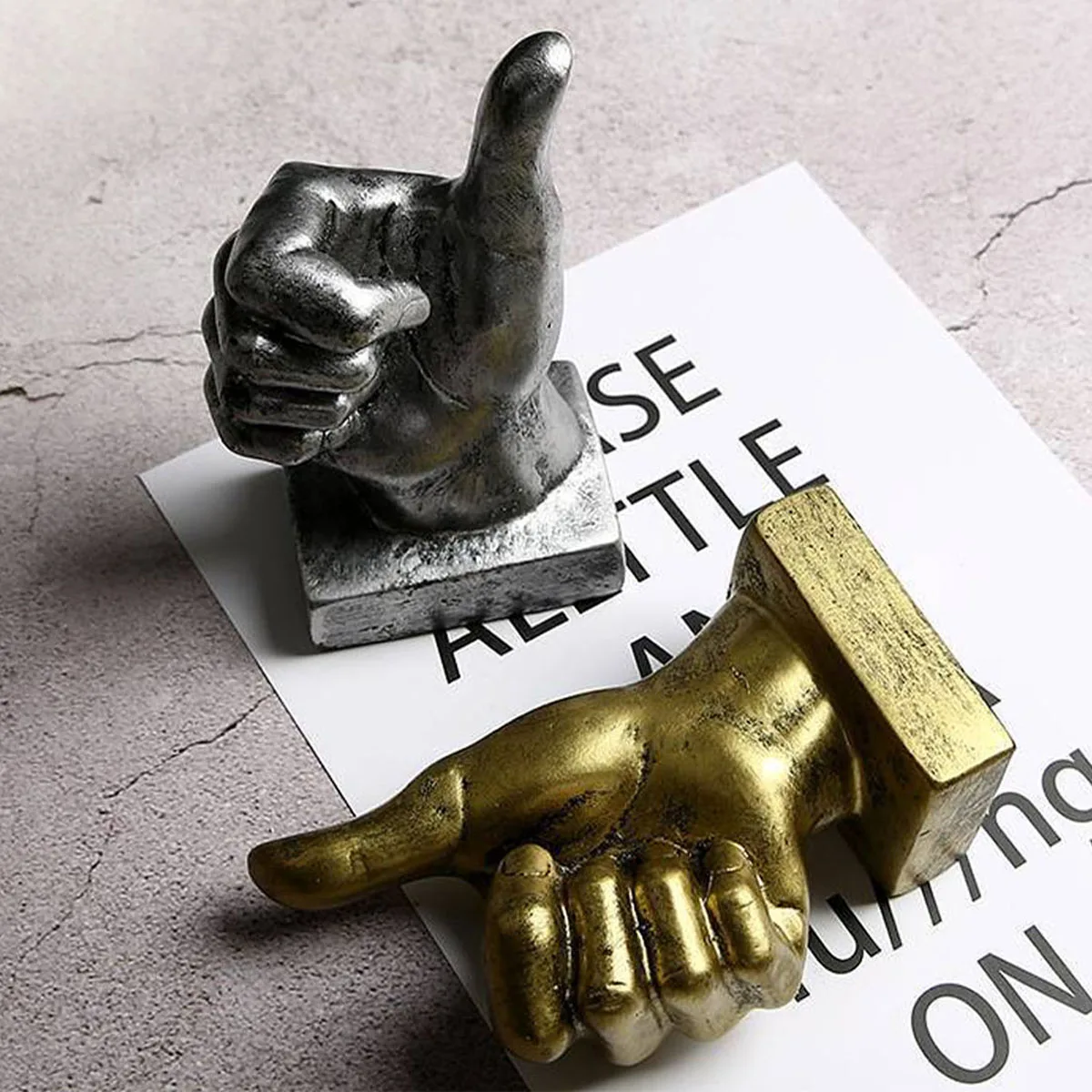 Hand Gesture Desktop Statue, Resin Sculpture Nordic Style Hand Statue Ornament for Home Office Cabinet Shelf Bookcase Decoration