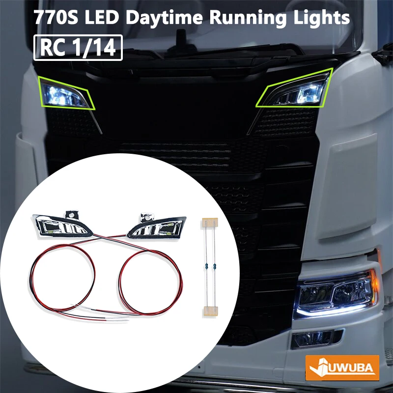 770S LED-Tagfahrlichter Frontscheinwerfer-Upgrade für Tamiya 1/14 RC Truck Scania 770S 6x4 56368 8x4 56371 Auto-Spielzeugteile