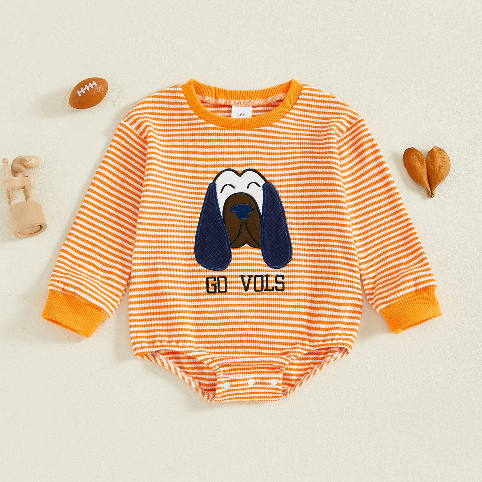 

Baby Fall Sweatshirt Romper Casual Dog Embroidery Striped Long Sleeve Jumpsuit for Newborn Toddler Girl Boy Cute Clothes