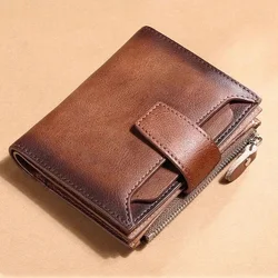 Genuine Leather Men Wallets with Coin Pocket Detachable Card Holder Real Leather Small Men Clutch Wallets Short
