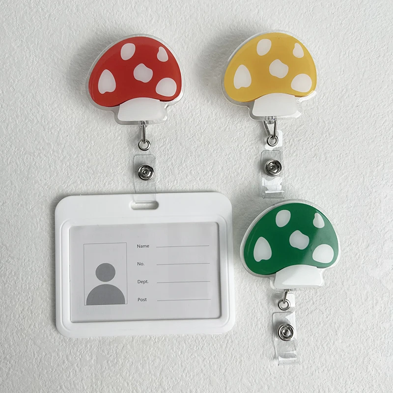 

Cartoon mushroom Badge Reel Retractable ID Lanyard Name Tag Card Badge Holder Clip Doctor Nurse Office Supplies