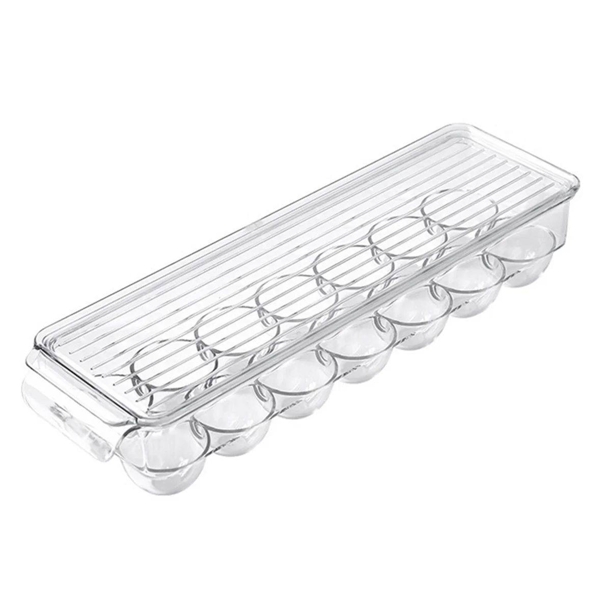

Clear Plastic Egg Holder - 14 Egg Tray Holder - Free Fridge Organizer with Lid, Refrigerator Storage ContainerT99C