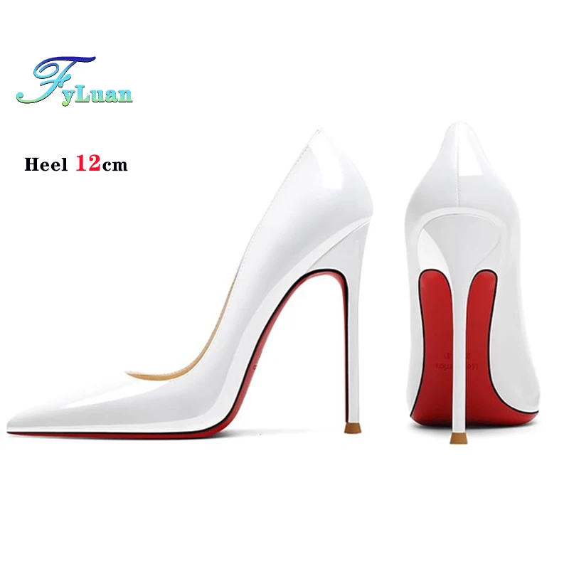 Super High 8cm 10cm 12cm Women Pumps Sexy Pointed Heels Brand Luxury Patent Leather Professional Wedding Shoes Party Stiletto