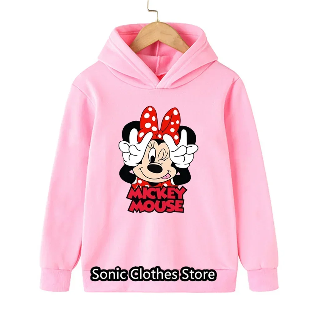 Mickey Mouse Sweatshirt Minnie Mouse Hoodie Kids Children Hoodies Autumn Fashion Boys Sweatshirts Girls Boys Clothes 3-14Years