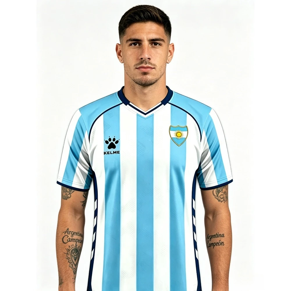 Camisa Argentina KELME 2026 Nova Chegada para Homens, T-shirt Adequada para Uso Diário e Treinamento, Moda