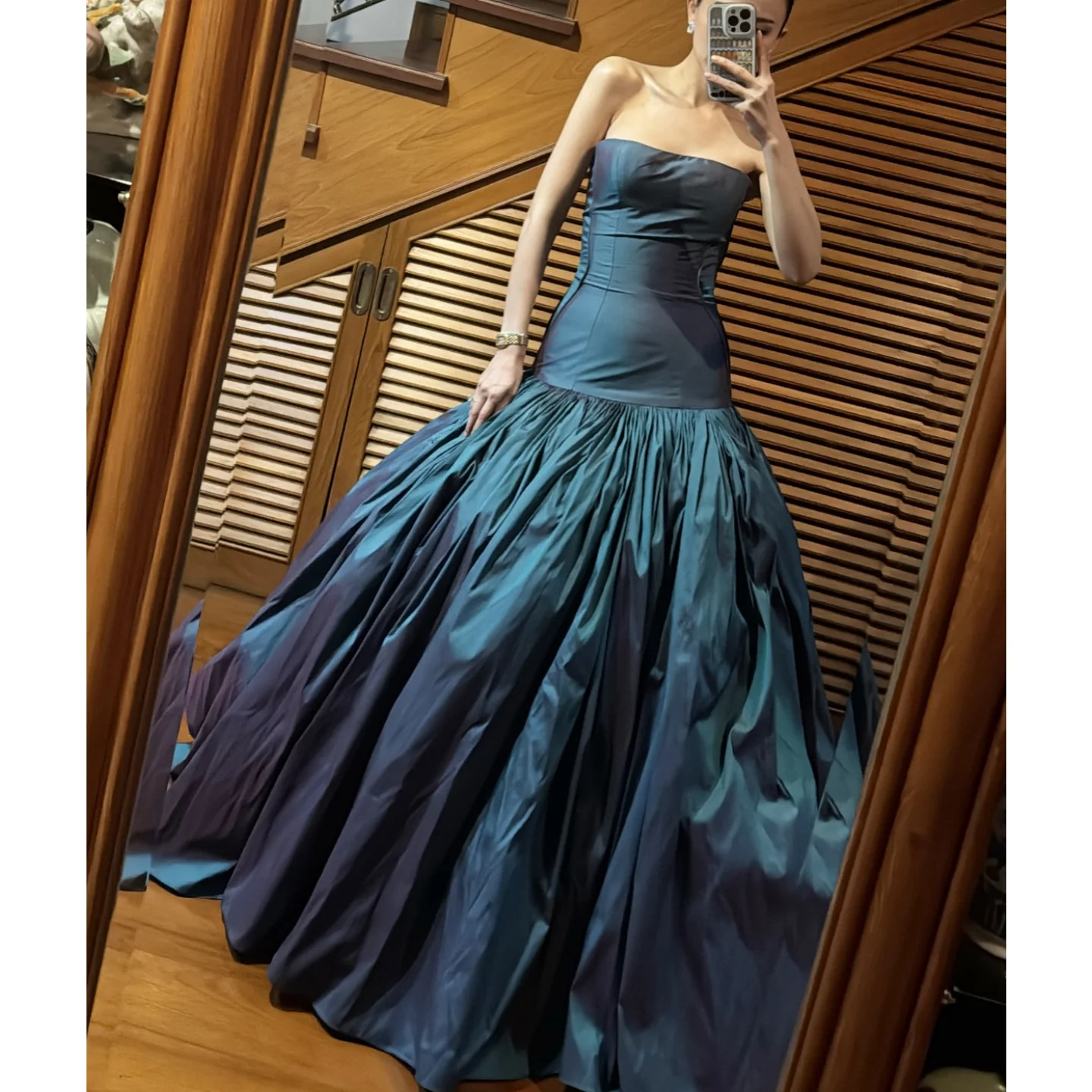 

Blue Strapless Prom Dresses Gorgeous Evening Dresses Sleeveless Floor Length Birthday Customized فساتين سهرة