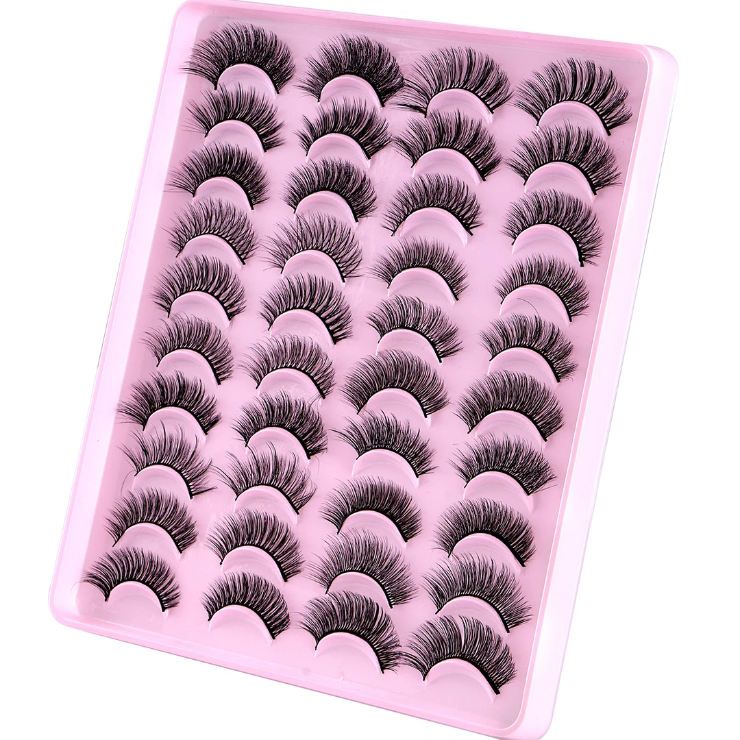 20 คู่ D Curl รัสเซีย Strip Lashes Fluffy Volume ขนตาปลอม Dramatic Messy Fake Lashes