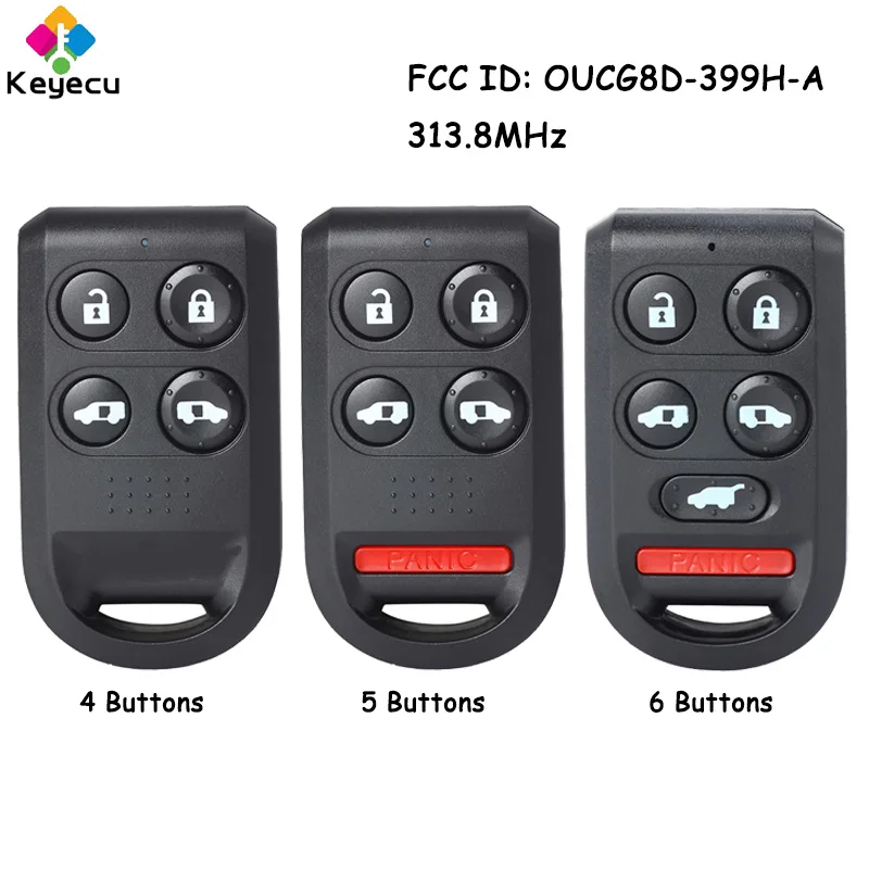 KEYECU Keyless Entry Remote Control Car Key With 4 5 6 Buttons for Honda Odyssey 2005 2006 2007 2008 2009 2010 Fob OUCG8D-399H-A