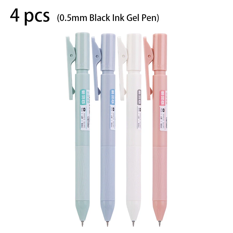 Deli 4pcs 0.5mm Black Ink Quick-drying Gel Pen School Student Office Stationery Supplies Signing Pen Office Pen