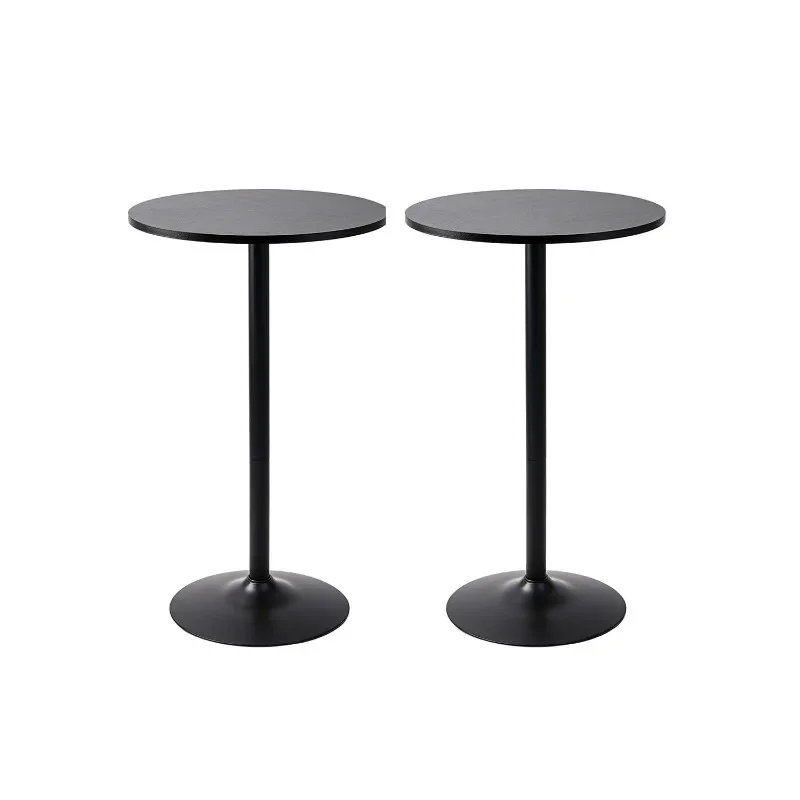 Santina 2 Pack Round Bar and Pub Table, Black