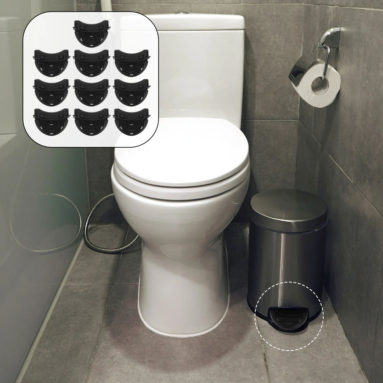 

Trash Can Accessories Bedroom Garbage Bin Household Black Plastic Kitchen Pedal Step Office