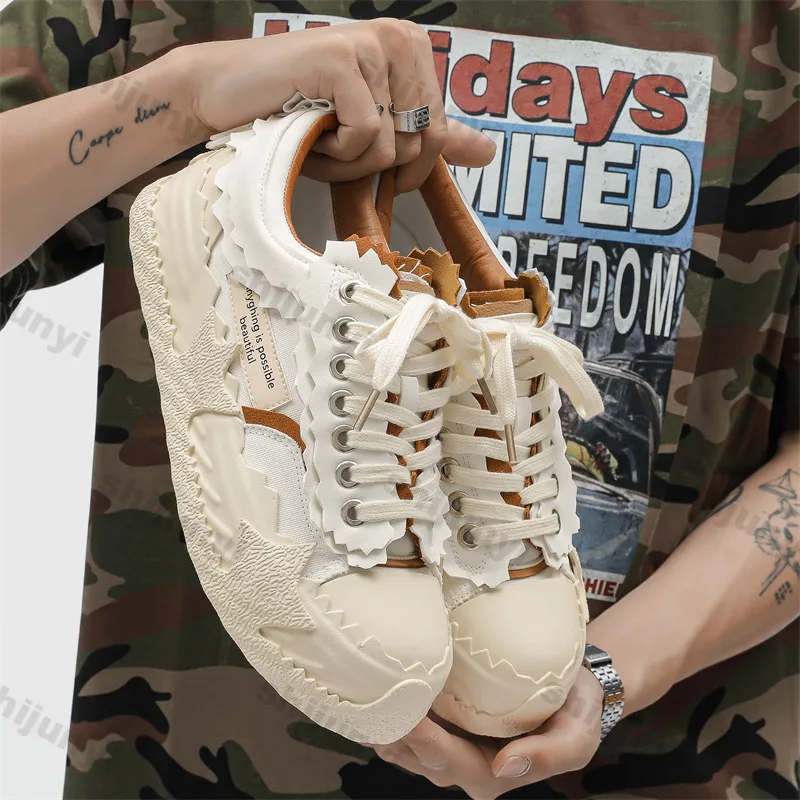 

Мужские белые кроссовки на платформе, осенняя модная уличная повседневная обувь с перекрестной завязкой, удобная роскошная нескользящая обувь на плоской подошве, увеличивающая рост