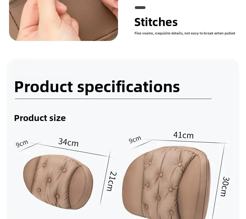 عالية الجودة العالمي سيارة مسند الرأس وسادة من اللاتكس مقعد السيارة الرقبة وسادة عالية الجودة الجلود تنفس كرسي داعم للفقرات القطنية وسادة السيارة