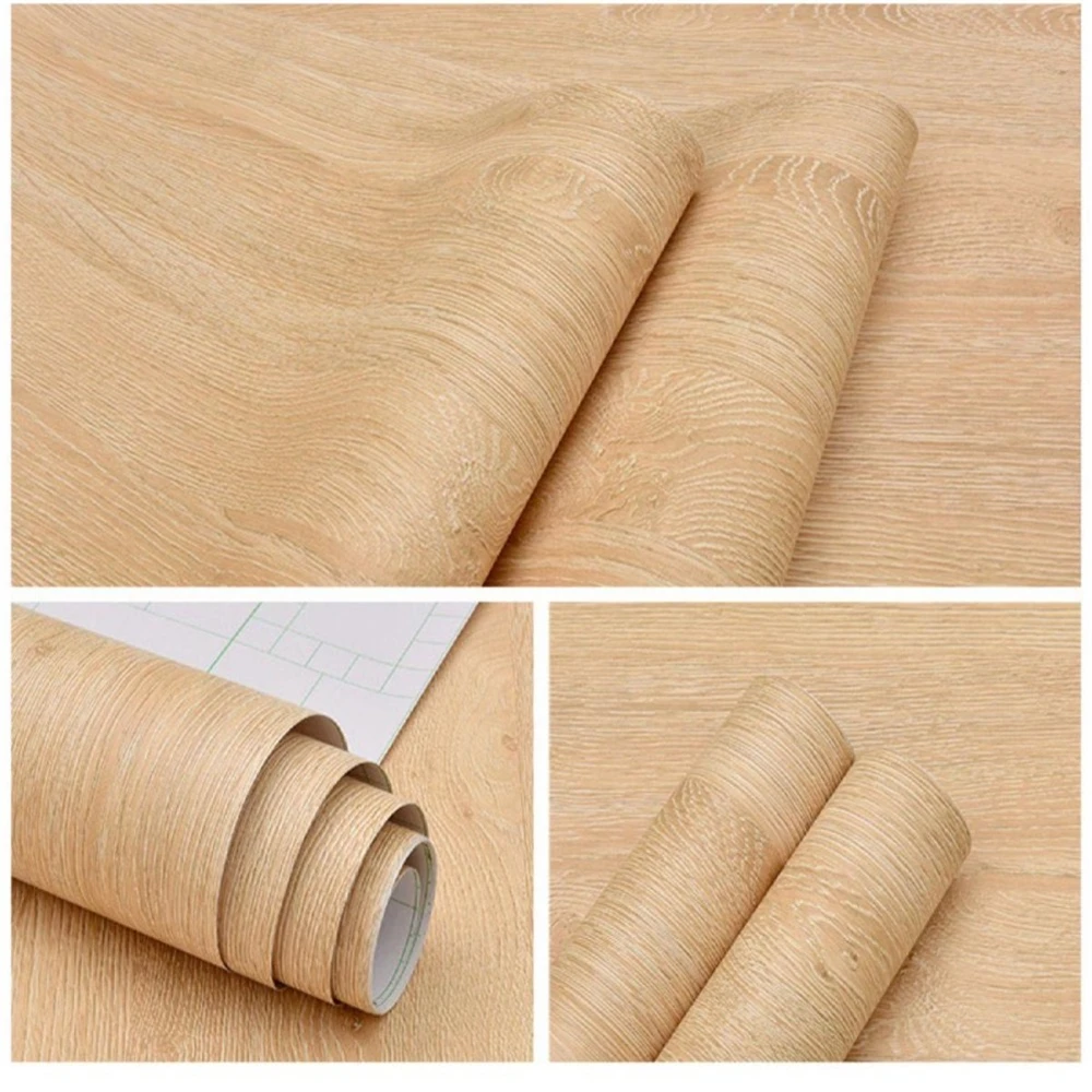 55cm Wide Wood Grain Home Decor Furniture Waterproof Vinyl Wall Sticker Self Adhesive PVC Wallpaper Kitchen Cabinet Door Sticker