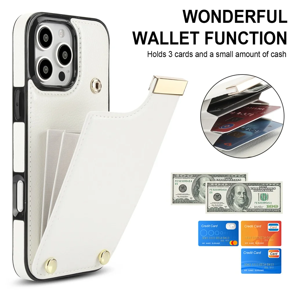 

Двухслойный кожаный чехол с карманами для карт и пряжкой для iPhone 17, 11, 12, 13, 14, 15, 16 Pro Max XR X XS 7, 8 Plus 16e 17 Air Cover