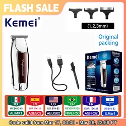 Kemei KM-9163 USB Rechargeable Professional Men Hair Trimmer Electric Low Noise Cordless Haircut Machine