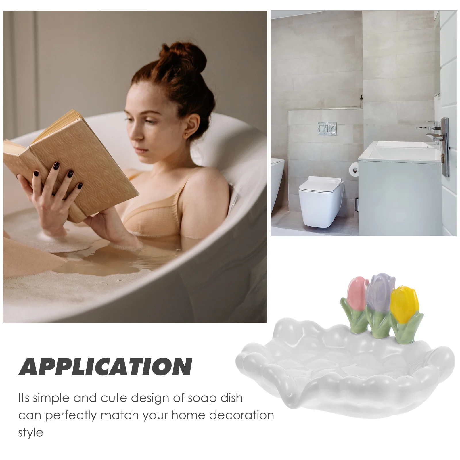 

Shower Soap Dish Tray Holder Ceramic Creative Round Self Draining Dishes Decorative