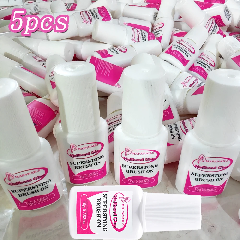 5 ชิ้น Super Strong กาวเล็บสําหรับกดบนเล็บยาวนานหักเล็บซ่อม Nailbond กาวแห้งเร็ว NailBond แปรงบนกาว