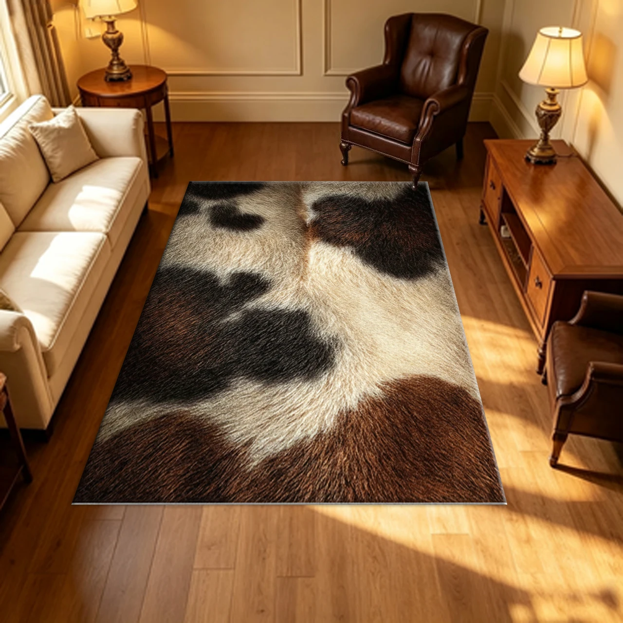พรมปูพื้นลายหนังวัวพร้อมขนเฟอร - Cowhide Rug Faux บทวิจารณ์และราคา