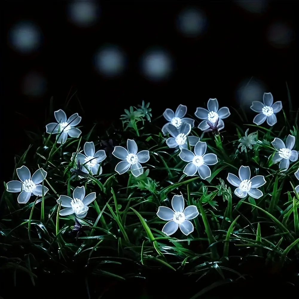 5M 20LED Solar String Lights Outdoor Waterproof 8 Mode Solar Cherry Flower Light Garden Party Wedding Birthday Decoration